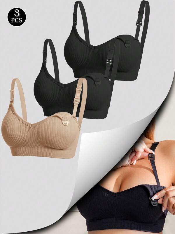 3 Stücke nahtlose Umstandsmiederchen & Still-BHs, sexy frontverschließbare drahtlose Still-BHs, bequeme wandelbare BHs für Schwangerschaft & Postpartum