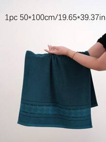 QIBHI 1pc 100% Cotton Solid Color Satin Edge Hand Towel/Face Towel/Bath Towel, Absorbent & Soft Guest Towel, Bathroom Decor, Vintage-Style Fall Decor Back To School For Beauty Salon Home Bathroom Shower Towels For Beauty Salon, Hotel Sports,Home Essentials, Towel, Skin Care - Teal Blue - View 10