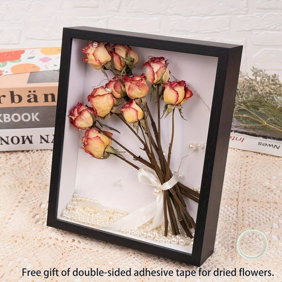 1pc Hollow Wooden Dry Flower Photo Frame, Home Decor Frame For Wall Decoration Or Poster Decoration, Ramadan Decoration, 5D Diamond Painting Display Frame, Suitable For DIY Crafts, Dry Flowers And Photos, For Birthday, Wedding, Anniversary, Graduation, Valentine's Day, Mother's Day, Easter And Other Holidays - Multicolor - View 1