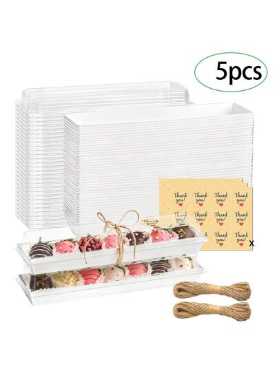 30pcs Bakery Boxes With Clear Lids, Disposable Cookie Boxes Treat Boxes To Go Dessert Containers For Packaging Chocolate Strawberries,Thank You Stickers (12pcs/Sheet),Macaron, Cocoa Bombs, Pastries, Truffles.Dessert Boxes.Perfect For Easter And Other Holidays,Party Supplies, Easter, Valentine's Day, Christmas, Mother's Day, Father's Day Holiday Supplies