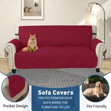 YSTYLE Housse de fauteuil 1/2/3/4 places avec accoudoirs – moderne, matelassée, déperlante, antidérapante, résistante aux griffures (même celles des chats), anti-salissures, lavable, universelle – housse de canapé pour salon et balcon - Rouge foncé - Voir 4