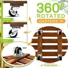 Carrito para Plantas con Ruedas, Estante para Plantas de Alta Resistencia, Redondo con Ruedas Metálicas Bloqueables, Adecuado para Uso en Interiores/Exteriores - 25 centímetros - Ver 5