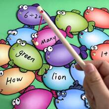 Lachilly Juego magnético de pesca con pizarra blanca borrable - Juego de aprendizaje de vocabulario DIY para homeschool | Juego de práctica de escritura reutilizable | Regalo interactivo de cumpleaños para niños y niñas - Multicolor - Ver 5