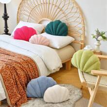 1pc Pink Seashell Throw Pillows, Shell Shaped Throw Pillows, 13 Inch Soft Home Decorative Pillow Plush Cushion For Bed Couch Living Sofa Room Decor Accent Throw Pillow
