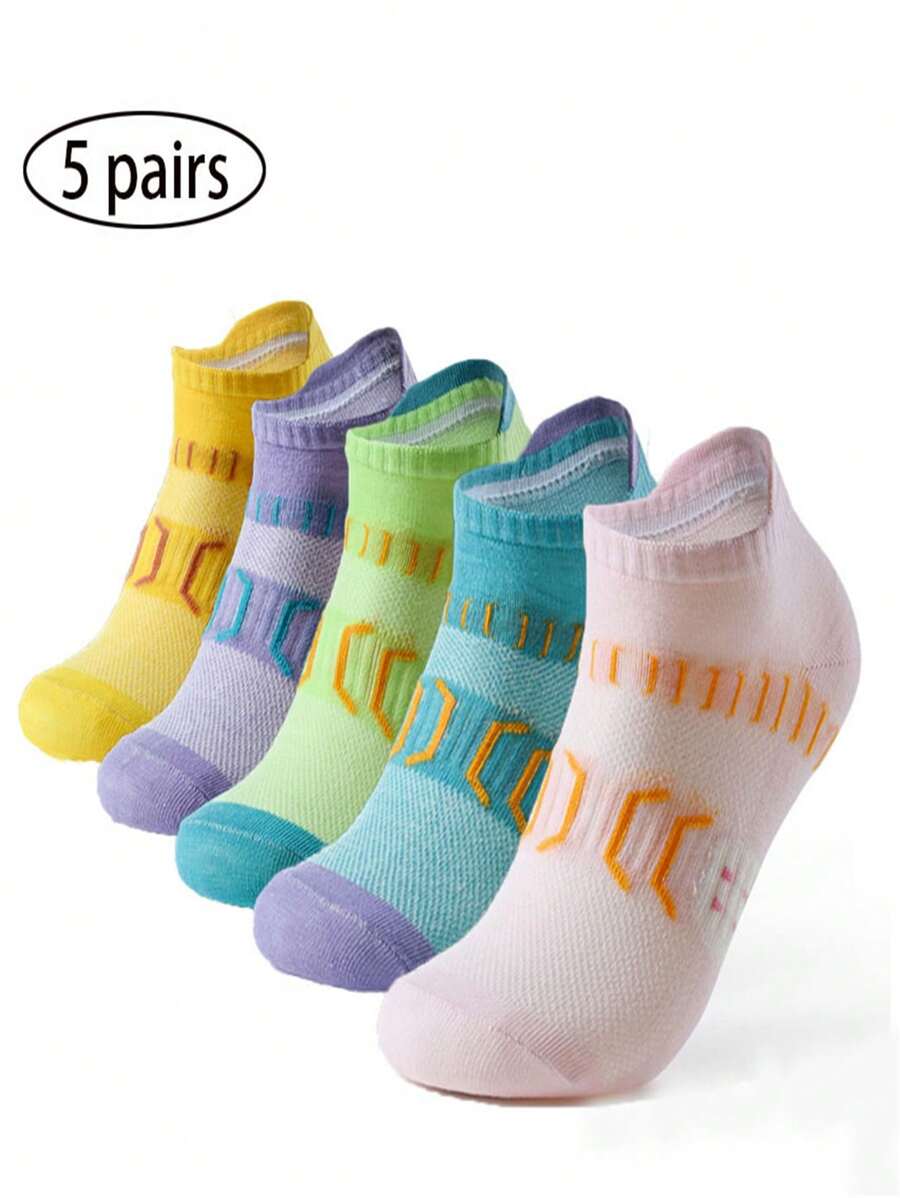 5/10 Pairs Unisex Plus Size Outdoor Sports Running Fitness Breathable Moisture-Wicking Invisible Short Socks - Multicolor - View 1