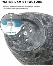 LaDoVita Plant Pots With Drainage Holes, 12 Inch Large Planters For Indoor Plants, Plastic Flower Pots Outdoor, 2 Pack, Marble Pattern Grey - 黑色 - 查看 10
