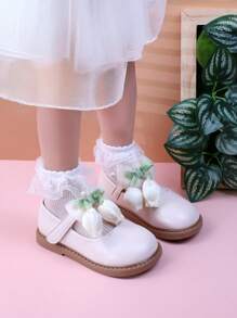 Nouvelles chaussures d'automne pour enfants, chaussures de princesse à semelle souple pour filles d'âge moyen, chaussures plates décontractées mignonnes avec nœud papillon & motif floral - Beige - Voir 8