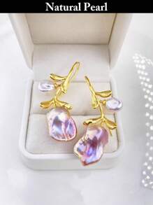 1 par de aretes de perlas barrocas asimétricas de colores multicolor, gota de pendientes con perla natural, adecuados para uso diario y regalos para fiestas