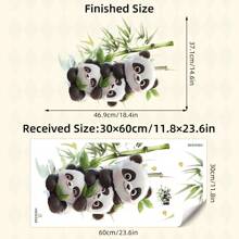 1pc Cute Panda Stacked Design Cartoon Wall Sticker, Self-Adhesive Decal For Bedroom, Living Room, Kids Room Decoration