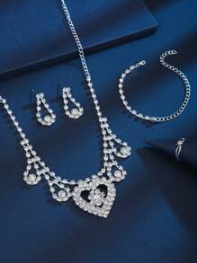 5 pièces, Set de collier tout en strass, cadeaux mode et personnalisés, chaîne de luxe légère, parure de frange 4 pièces, accessoires de mariée tout-en-un, cadeaux de fête, ensembles de bijoux, cadeaux d'été, cadeaux pour mère