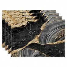 4pcs Digital Printed Placemat, Marble Pattern Design Placemats, Suitable For Daily Use, Holidays, Parties, Birthdays, Weddings, Banquets, Kitchen, Dining Room Home Decor - Multicolor - View 10