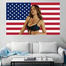 Sydney Sweeney Red America Flag SexyFunny Meme Wall Tapestries College Dorm Room Decor Man Cave Banner For Bedroom Living Room Dorm Wall Decorations Decorate Tapestry - 3x5ft - View 1