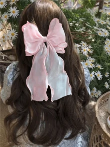 半只装欧根纱蝴蝶结发夹，甜美发夹，纯色蝴蝶结发夹，女士及女孩发饰，发爪，发夹，学习用品，夏季，节日，旅行，头部饰品 - 彩色 - 查看 2