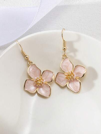 زوج من أقراط الزهور المينائية الأنيقة والفاخرة والحلوة والبسيطة والمتعددة الاستخدامات ذات 4 بتلات، 5 أوراق، 6 أوراق، بألوان الوردي والأبيض والماجنتا والبرتقالي والبنفسجي والأحمر والأخضر، مناسبة للارتداء اليومي والأعياد في فصلي الربيع والصيف