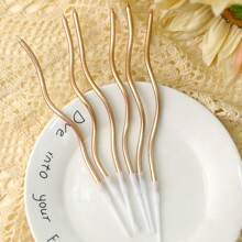 6pcs Pack Curly Gold Dipped Birthday Cake Candles, Romantic Party Decorations