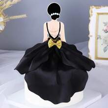 1pc/3pcs Pretty Background Dress Girl Cake Topper Bow Happy Mother's Day Queen Silhouette Pattern Girl Birthday Party Cake Decoration