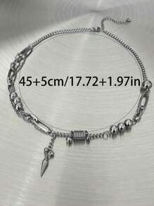 1pc Titanium Steel Non-Fading Rivet Patchwork Gothic Star Handcuffs Necklace For Men, Unique Hipster Collarbone Chain Sweater Necklace