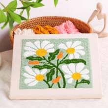 1 Set Punch Nadel Anfänger Set mit verstellbaren Kunststoff Nadeln, gemischte Farben Garn, Jahreszeiten Blumen Thema Bastelset, komplettes Material enthalten, DIY handgefertigtes Nähset mit Blumenmuster, einfaches Latch Hook Teppich Set für Heim-Dekoration, Kunst und Handwerk Geschenk für Frauen, Erwachsene und Schule