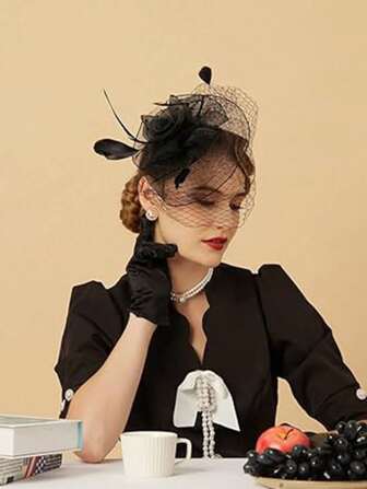 Fascinators sombreros estilo años 20 y 50, sombrero de copa, sombrero para cóctel y fiesta de té, tocado con velo para mujeres, minisombreros, mini sombrero de copa, mini gorra