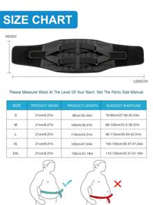 透气腰部支撑带，6根支撑条，男女通用 - 防滑设计，适合工作、居家健身及其他场合 - 黑色 - 查看 6