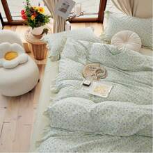 Vclife Vintage Floral Comforter Set Four Sizes, All Seasons Muslin Cotton Bedding Set, 3 Pieces Farmhouse Shabby Chic Jacquard Floral Comforter Set Perfect For Women And Men - 化纖印花被子-花開淺夏 - 查看 4