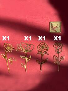 4pcs Rose Flower Metal Bookmarks, Delicate Bookmarks, School & Office Supplies, Suitable For Book Lovers, Readers, Birthday, Holidays, Writers, Friends, Teachers, Students As Stationery Gifts, Hollow-Out Design, Metal Texture