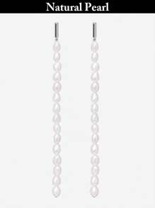 1 par de pendientes de perlas de agua dulce naturales, pendientes de perlas blancas colgantes para mujer, apropiados para uso diario y como regalo para ocasiones festivas