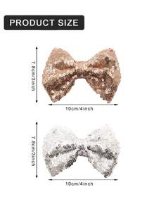 4Pcs Sparkling Sequin Hair Bows Clips - Mesh Bow-Knot Bling Bling Glitter Alligator Hairpin Barrettes For Girls Kids Teens