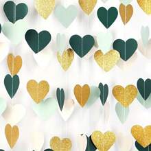1pc, 157.48 Inch Dark Green Light Green Golden White Love Car Wire Birthday Engagement Wedding Party Background Decoration Pull Flower - Multicolor - View 1