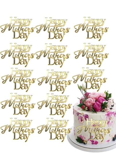 10 piezas de Toppers para cupcakes de espejo acrílico dorado con texto "Feliz Día de la Madre" - Decoraciones para tartas de Día de la Madre, cumpleaños de mamá, fiestas, decoración DIY, ideas de decoración de fiestas, recuerdo perfecto para celebrar a tu mamá