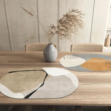 Mantel de estilo wabi-sabi de PU resistente al agua y al aceite, individual de mesa de comedor reutilizable antideslizante, posavasos resistente al calor, de lujo