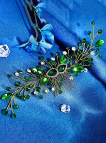 1 件手工制作的带水晶花的新娘头饰，适用于婚礼、仪式、派对、新娘发饰 HP847、发饰、发饰、婚礼、梳子、侧梳 - 彩色 - 查看 10