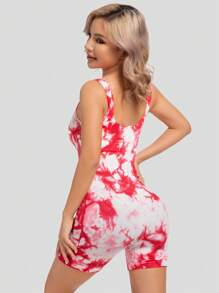 Mono con espalda descubierta, de talle alto y con estampado de teñido anudado, sexy