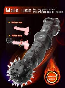 Funda pene de juguete sexual negra transparente que simula un pene de lobo y forma de pene animal, para experimentar una estimulación sexual talla grande interesante. Longitud de crecimiento 8CM. Producto sexy de SM, funda pene transparente con partículas suaves