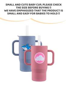 210ml Colorful & Cute Silicone Baby Learning Cup, 6 Months-3 Years Old Unisex Toddler Training Cup With Handle, Straw & Lid, 7oz Capacity