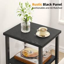 Tomnk Modern 3-Tier Nightstand With Black Wood Grain Finish - Slim Bedside Table For Bedroom Storage, Space-Saving Design, Black - màu đen - Xem 5