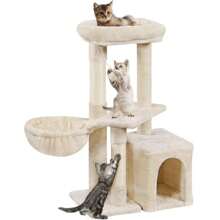 Cat Tree Tower Kitten Condo Scratching Post With Hammock Tunnel 54″/34″