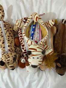 1pc Cartoon Cute Animal Large Capacity Pencil Case Plush Animal Storage Bag,Back To School,School Supplies,Pencil Pouch,School Bag