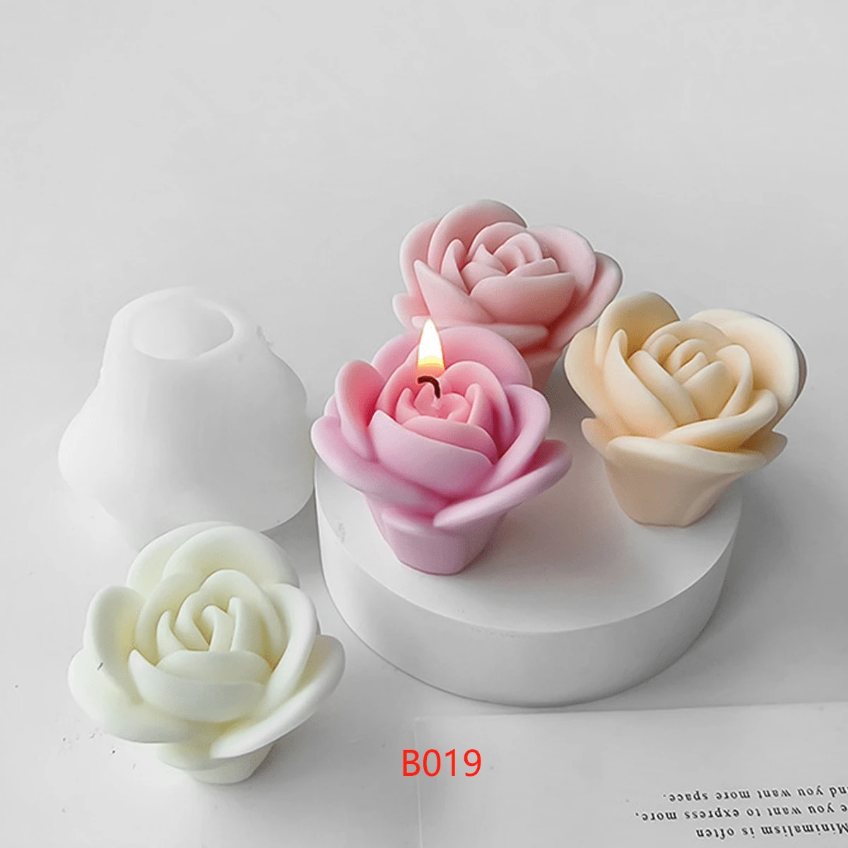 Rose Flower DIY Handmade Fragrance Plaster Multifunctional Silicone Mold - White - View 1