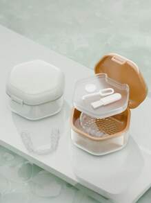 Portable Denture & Invisible Braces Soak Box - Plastic, Professional Oral Care Storage Case (Braces,Tooth Hook, Cleaning Brush Not Included), Retainer Cleaning, Storage Box