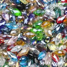 50 hạt 6*12mm hình giọt nước trong suốt nhiều màu sắc, lỗ ngang, dùng làm đồ trang sức, hạt pha lê thủy tinh dùng làm hoa tai, vòng tay, vòng cổ tự làm - Lỗ bên giọt nước - Xem 4