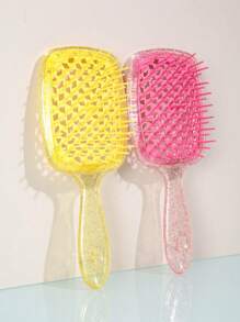 WANMEI 透明闪光镂空发梳 - 女士/女孩闪亮顺发梳，光泽防静电轻便梳子，适用于浓密/卷曲/细软发质，闪亮便携式护发工具，有效控制毛躁，打造理想发型。 - 彩色 - 查看 14