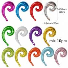 Mtrong Te 10个螺旋波浪形气球生日结婚周年庆典毕业节装饰室内外装饰房间装饰 - 彩色 - 查看 10