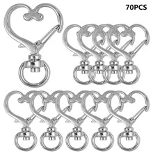 5/10/15/20/30/50/70/100 pièces Crochets rotatifs en forme de cœur à ressort, mousquetons en métal à ressort, anneaux porte-clés avec pince en forme de cœur, porte-clés détachables avec mousquetons, convient pour porte-clés, cordons, décoration, bijoux, DIY (4 couleurs)