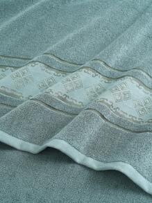 QIBHI 1条100%纯棉素色缎面毛巾/洗脸巾/浴巾，吸水性强，柔软舒适，适合家居和浴室装饰，复古欧式风格，秋季装饰，返校季适用，美容院、家庭浴室、淋浴毛巾，适用于美容院、酒店、运动场所，家居必备，毛巾，护肤 - 淺綠色 - 查看 11