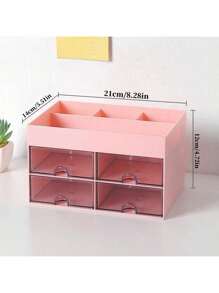 1 caixa organizadora de maquiagem transparente com gaveta, grande capacidade, multicompartimento, caixa de armazenamento de mesa de plástico para cosméticos, batons, joias, cuidados com a pele, pincéis de maquiagem, artigos de papelaria, adequada para mesa, quarto, banheiro, feriado, volta às aulas, presente de Dia dos Namorados