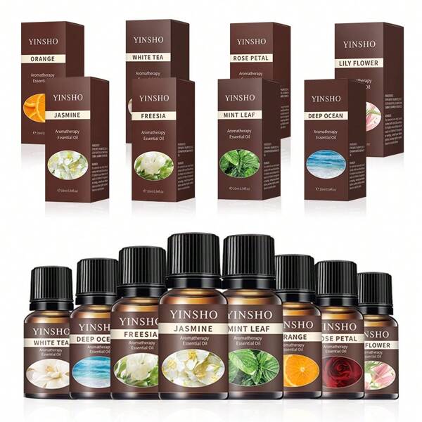 1 Stück rein natürliches ätherisches Öl geeignet für Schlafzimmer, Badezimmer und verschiedene Szenarien, duftender ätherischer Öldiffuser, Aromatherapie Kerze, Aromatherapie Ofen Diffuser Stein, Luftbefeuchter, Auto-Aromatherapie, Haushalts-Aromatherapie ätherisches Öl (Weißer Tee, Minze, Lilie, Ozean, Rose, Jasmin, Orange, Freesie - 8 Geschmacksrichtungen zur Auswahl, 10ml/0,34 FL.OZ)