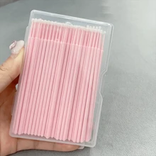 100 支纳米超细纤维棉签，用于精确涂抹眼影和眼线，无香型 PP 材质，超细笔尖，可完美上妆并温和卸妆，包含睫毛延长清洁刷