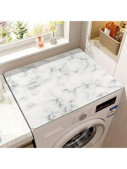 1件大理石纹洗衣机防尘罩，吸水桌面垫，吸水冰箱垫，微波炉防尘罩，柔软硅藻土沥水垫，防滑强力吸水洗手盆垫，19.7*23.6英寸现代洗衣机和烘干机顶盖，适用于洗衣房和厨房