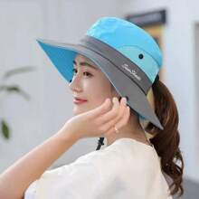 1pc Women's Summer Outdoor Large Brim Breathable Bucket Hat, Foldable Beach Sun Hat For Seaside, Sunscreen, Cycling, Travel, Hiking